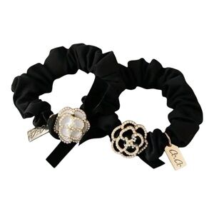 Black Scrunchies with Pearl Accents